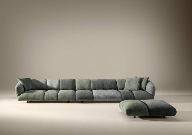 green linear fabric sofa | Not Only White Sofa | LAGO