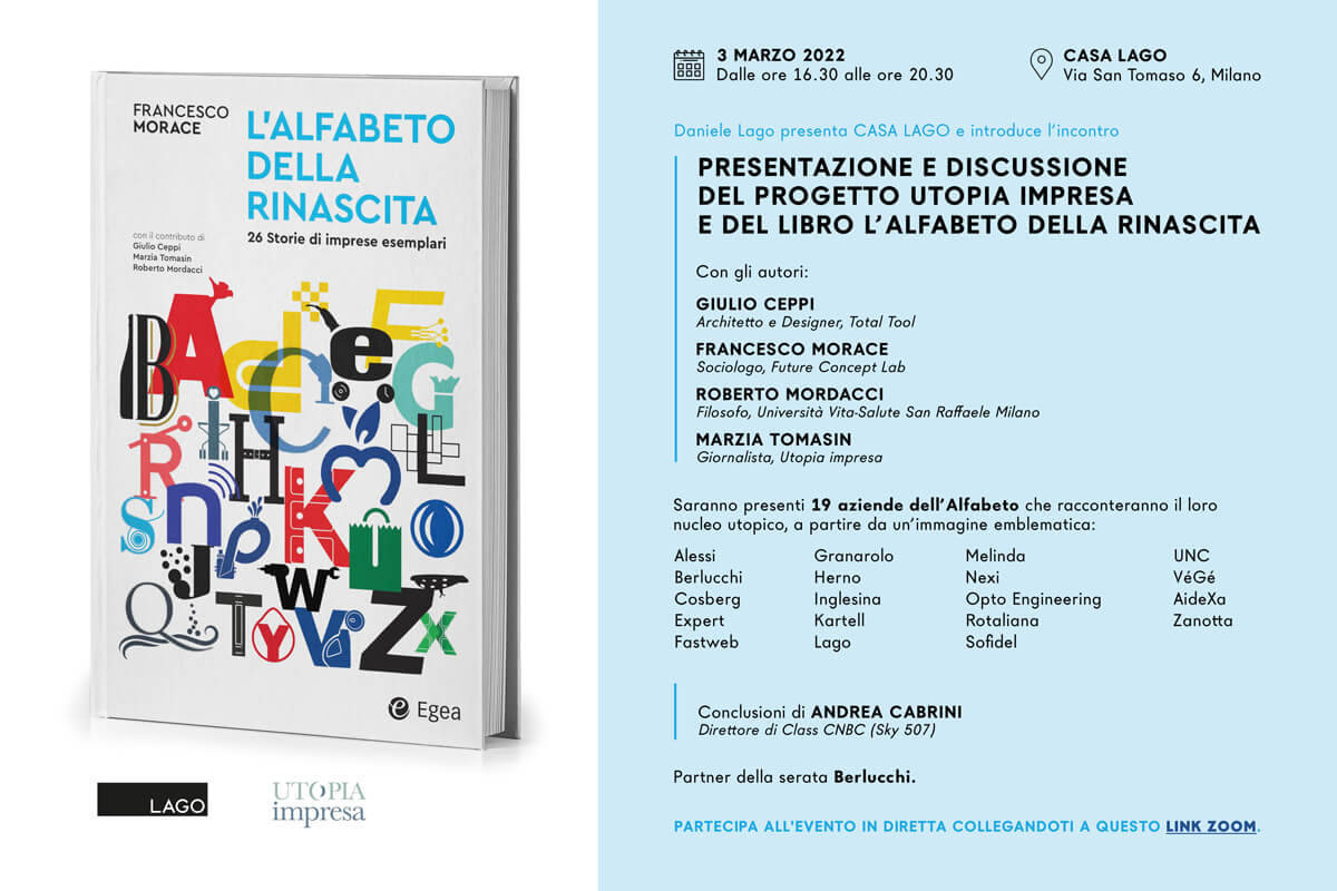 L'ALFABETO DELLA RINASCITA con Francesco Morace @ Casa LAGO Milano