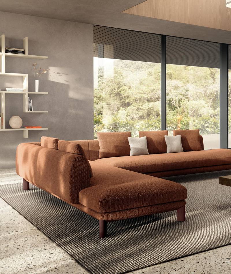 brown fabric sofa and wooden legs | Altana Sofa | LAGO brown fabric sofa and wooden legs | Altana Sofa | LAGO
