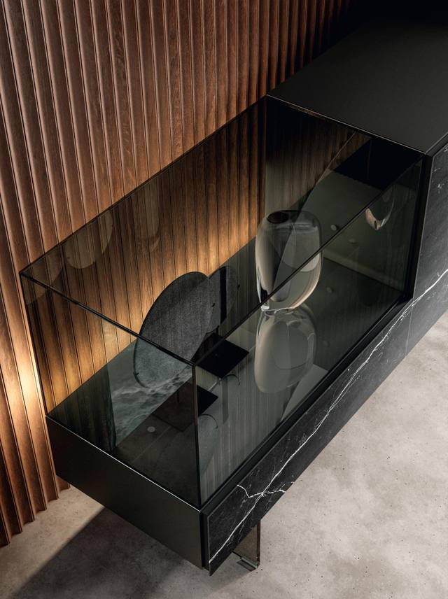 smoked glass sideboard detail | 36e8 Glass Sideboard | LAGO