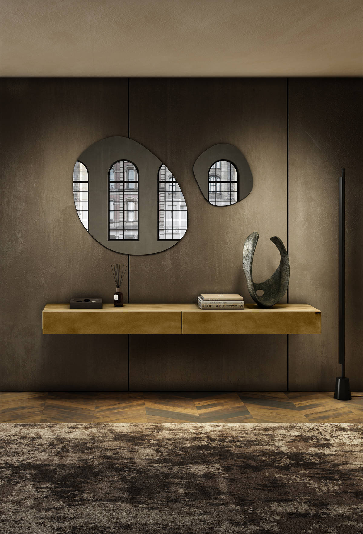 wall-hung glass console table | Materia Console | LAGO wall-hung glass console table | Materia Console | LAGO