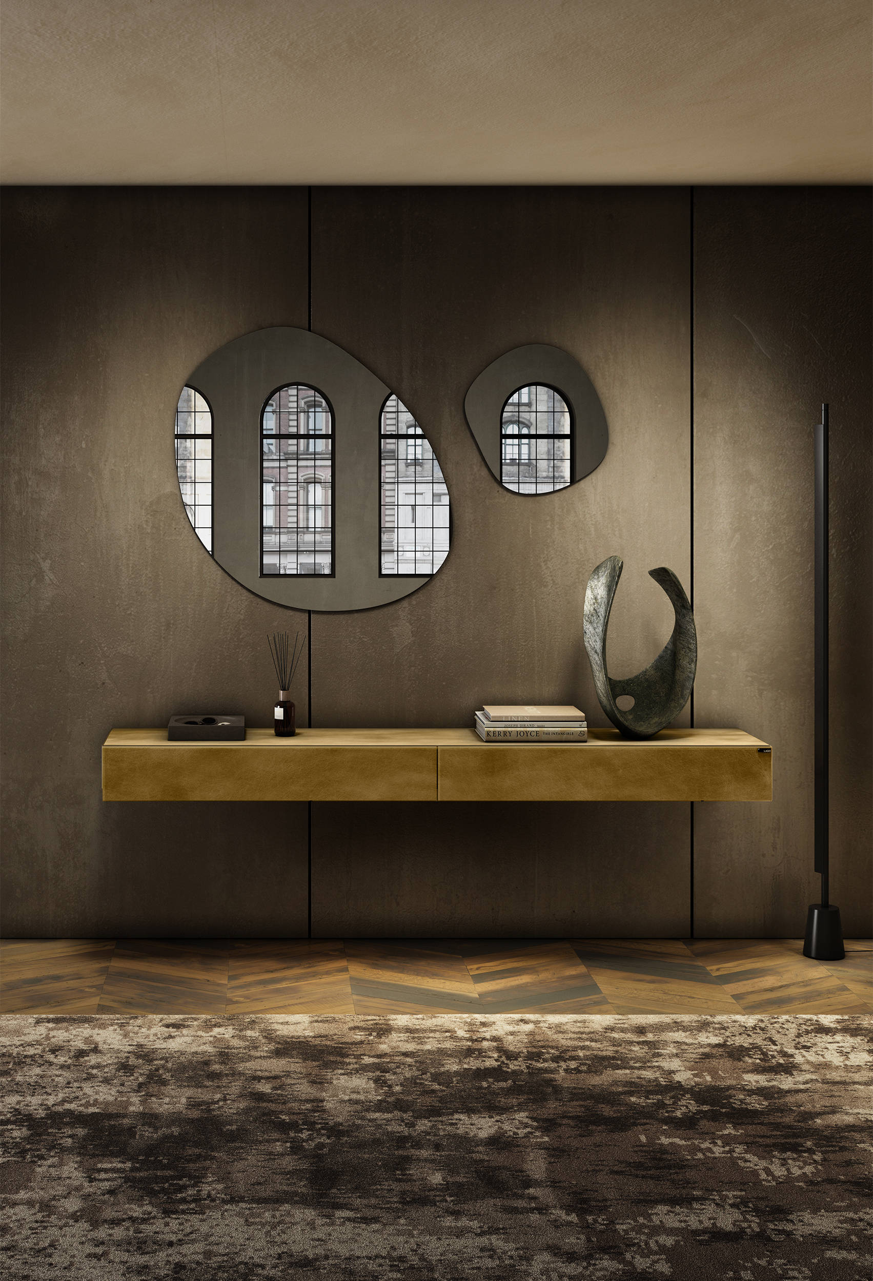 wall-hung glass console table | Materia Console | LAGO