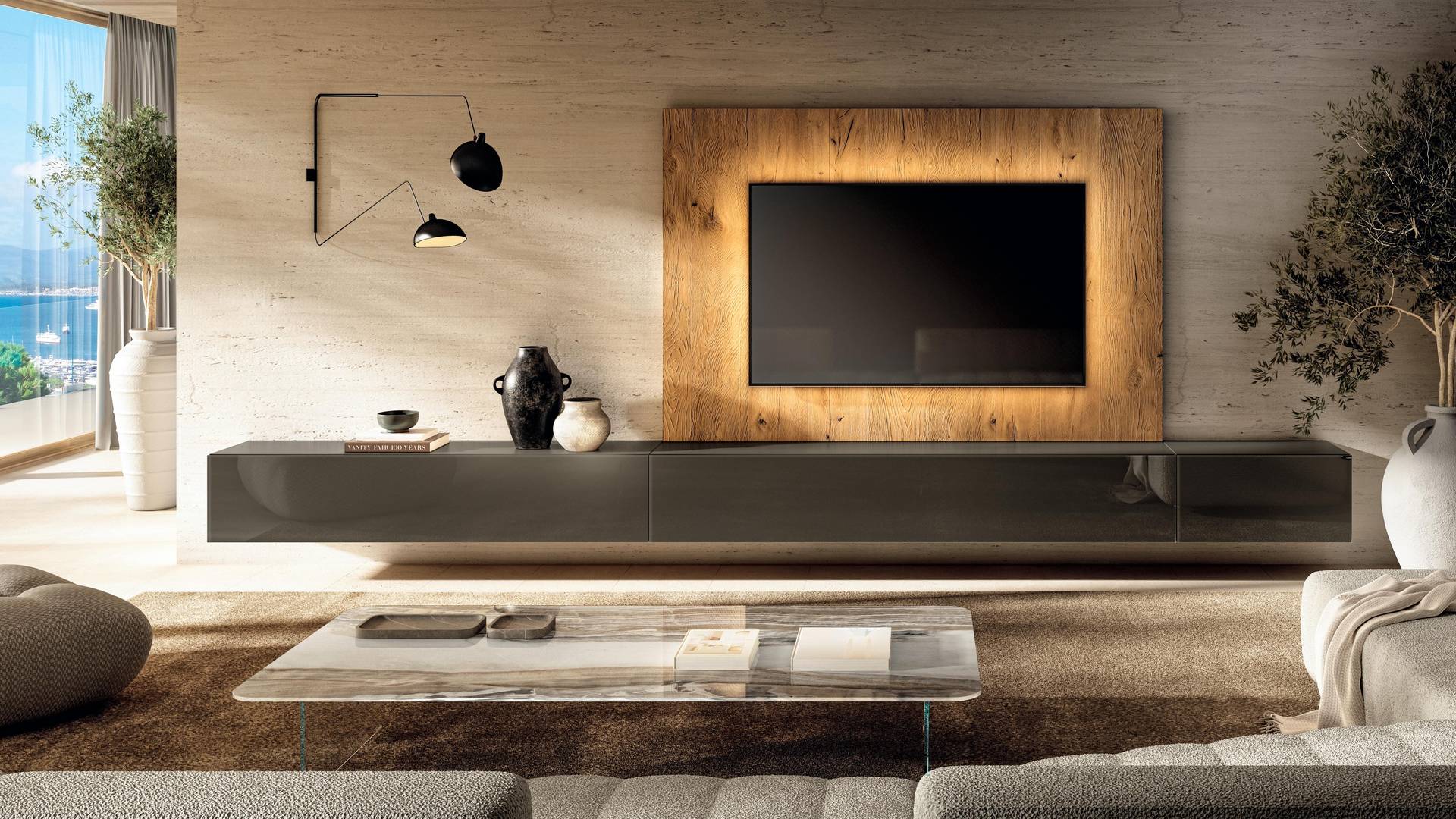 wall system with wooden paneling |  36e8 Wall Unit | LAGO