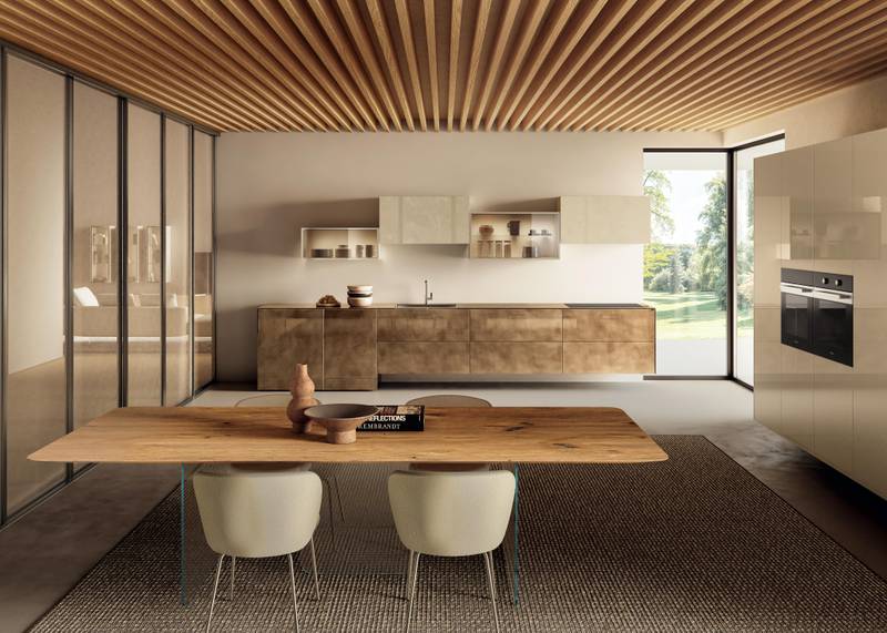 cocina lineal de cristal con armarios de pared | Cocina 36e8 | LAGO cocina lineal de cristal con armarios de pared | Cocina 36e8 | LAGO