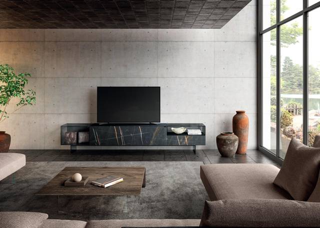 mueble tv moderno de diseño en cristal | Mueble Tv 36e8 Glass | LAGO