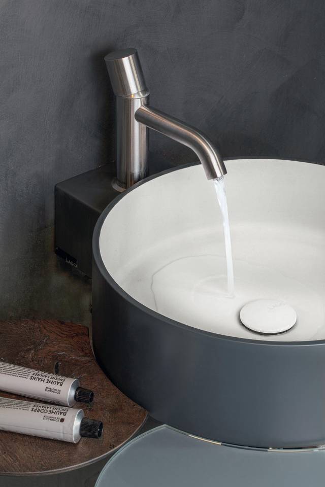 grey and white circular washbasin | Cellule Basin | LAGO