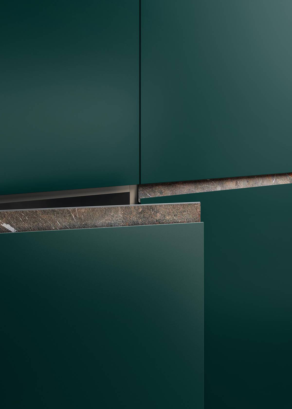 door opening with groove handle | 36e8 Cut Kitchen | LAGO