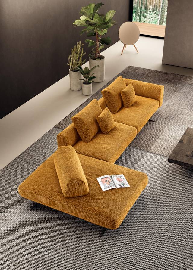 canapé avec péninsule pour salon moderne | Canapé Air Soft | LAGO