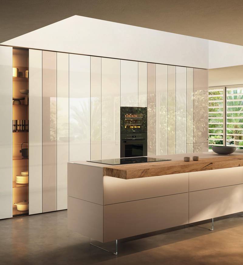 kitchen with island and wooden snack top | 36e8 Cut Kitchen | LAGO kitchen with island and wooden snack top | 36e8 Cut Kitchen | LAGO