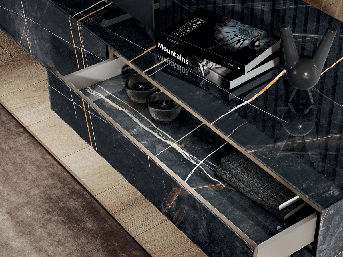 xglass marble tv unit drawer | Materia Tv Unit | LAGO