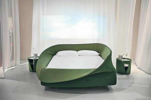 Letto in tessuto verde | Letto Colletto | LAGO Letto in tessuto verde | Letto Colletto | LAGO