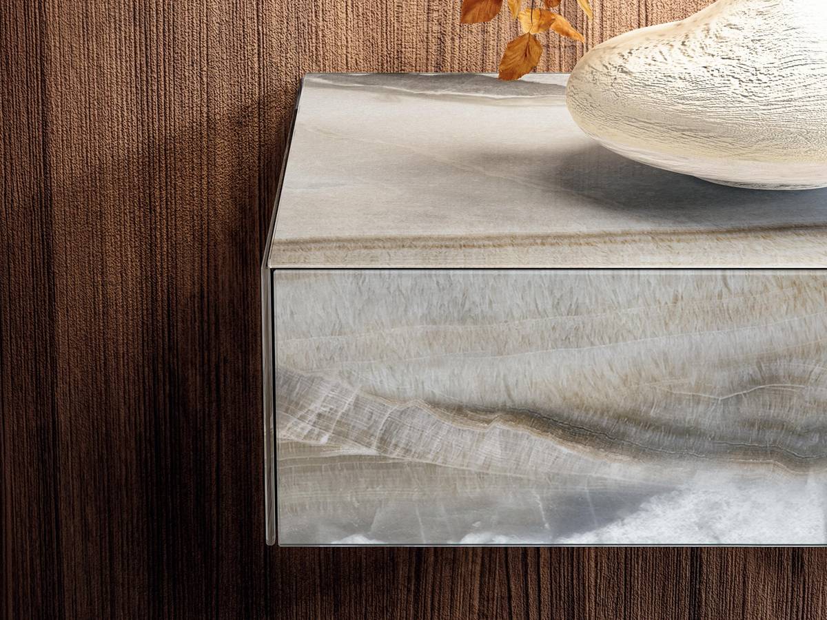 bedside table detail in light marble | Materia Bedside Table | LAGO bedside table detail in light marble | Materia Bedside Table | LAGO