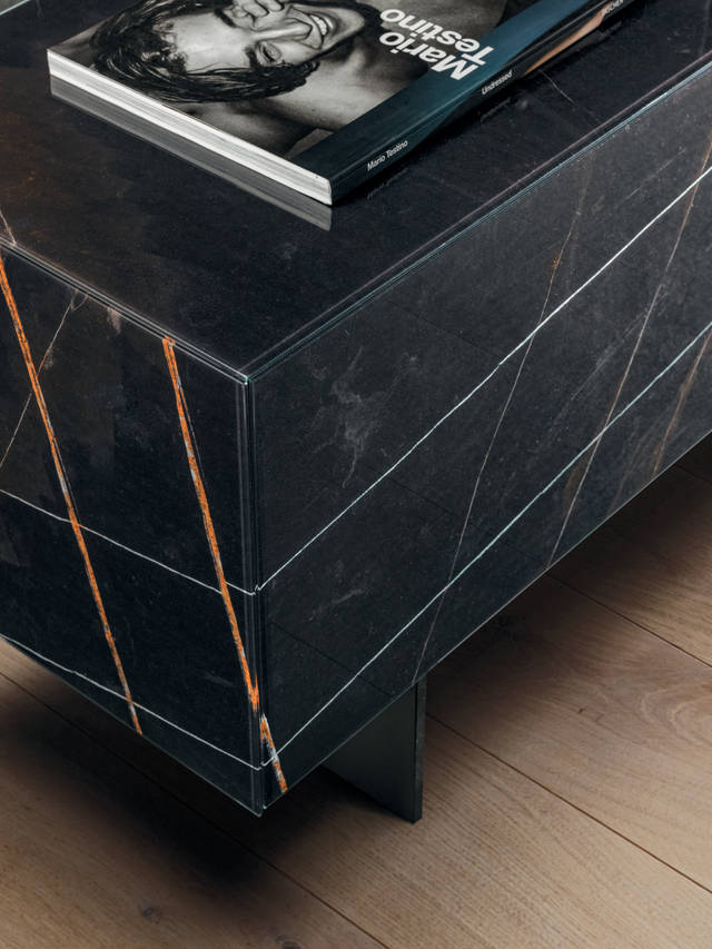 meuble tv en marbre noir | Mueble Tv Materia | LAGO