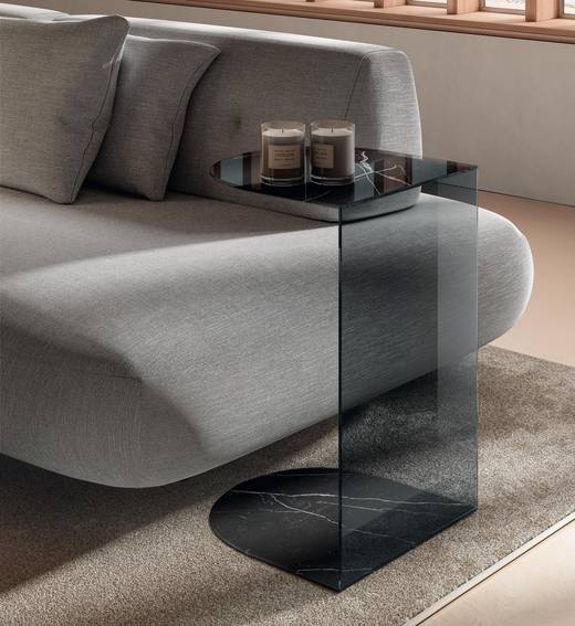 mesita de sofá en cristal fumé gris | Mesita Tell | LAGO