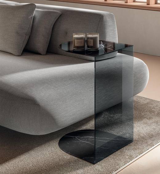 tavolino da divano in vetro fume grigio | Tavolino Tell | LAGO