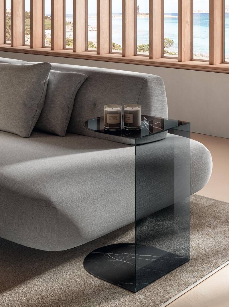 tavolino da divano in vetro fume grigio | Tavolino Tell | LAGO