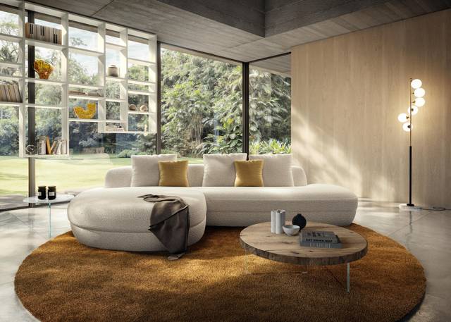 sofá blanco con península para salón moderno | Sofá Biza | LAGO