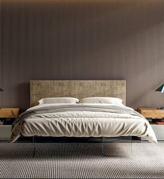 cama moderna con cabecero de tela para dormitorio | Cama Air | LAGO
