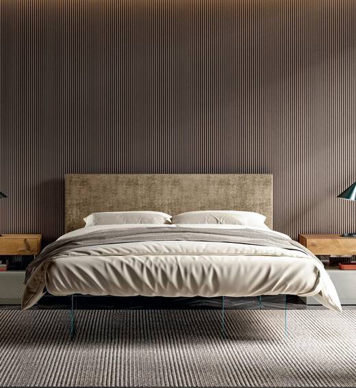 lit moderne avec tête de lit en tissu pour la chambre à coucher | Lit Air | LAGO