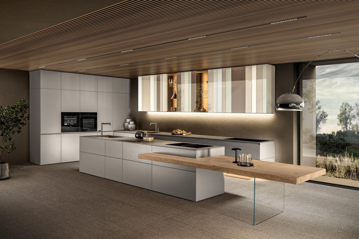 cucina moderna con isola con pensili colorati | Cucina N.O.W. | LAGO