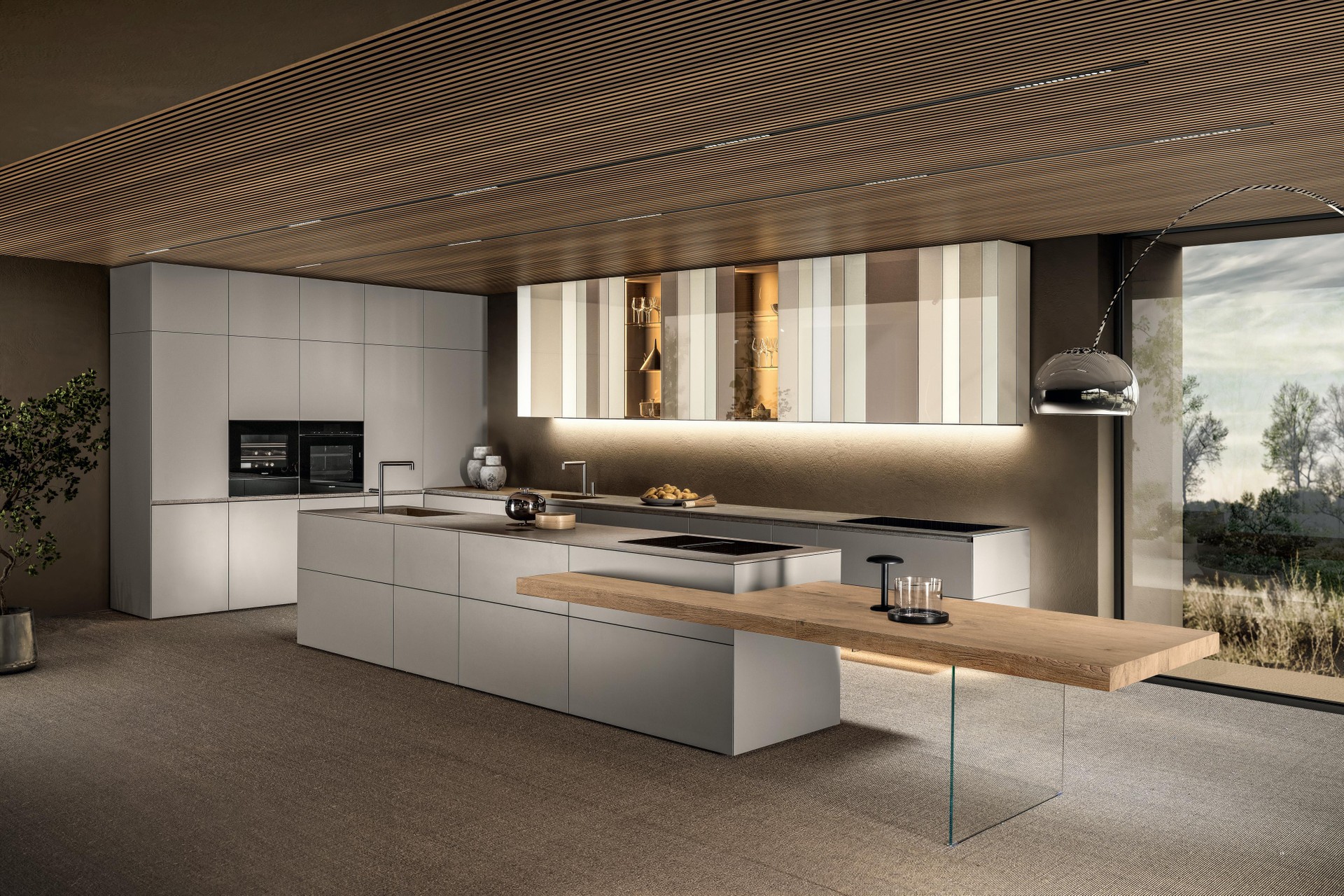modern kitchen with island with coloured wall units | N.O.W. Kitchen | LAGO