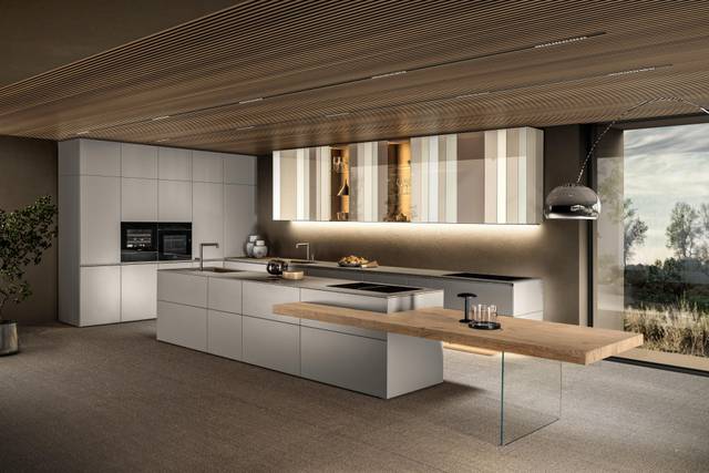 cucina moderna con isola con pensili colorati | Cucina N.O.W. | LAGO