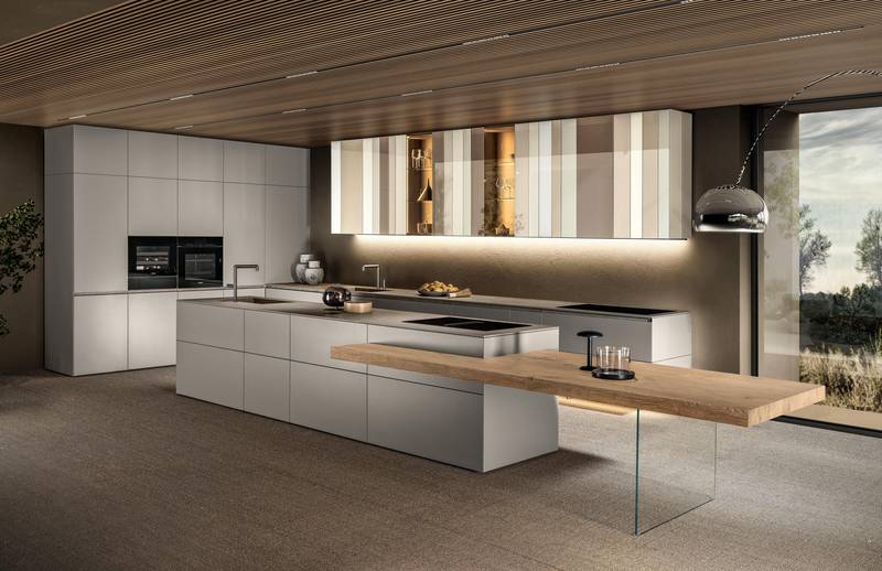 cucina moderna con isola con pensili colorati | Cucina N.O.W. | LAGO cucina moderna con isola con pensili colorati | Cucina N.O.W. | LAGO