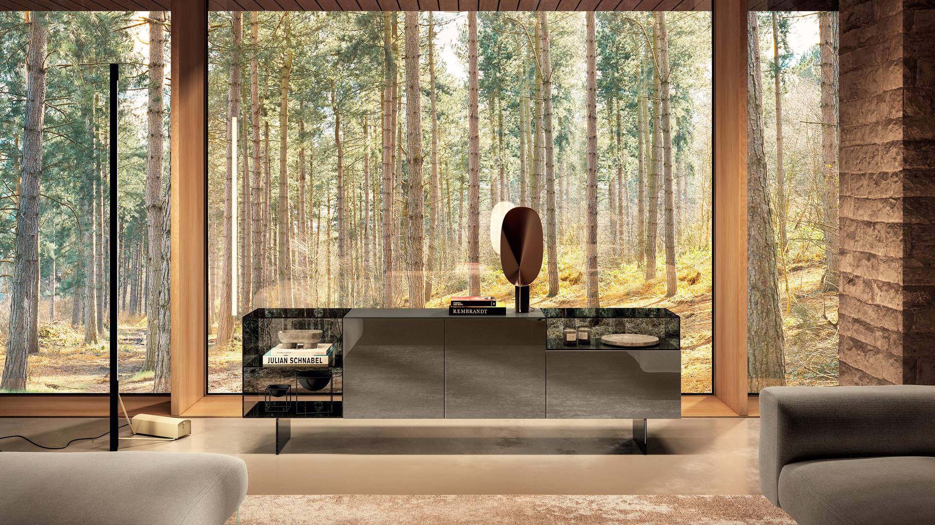 smoked glass sideboard | 36e8 Glass Sideboard | LAGO