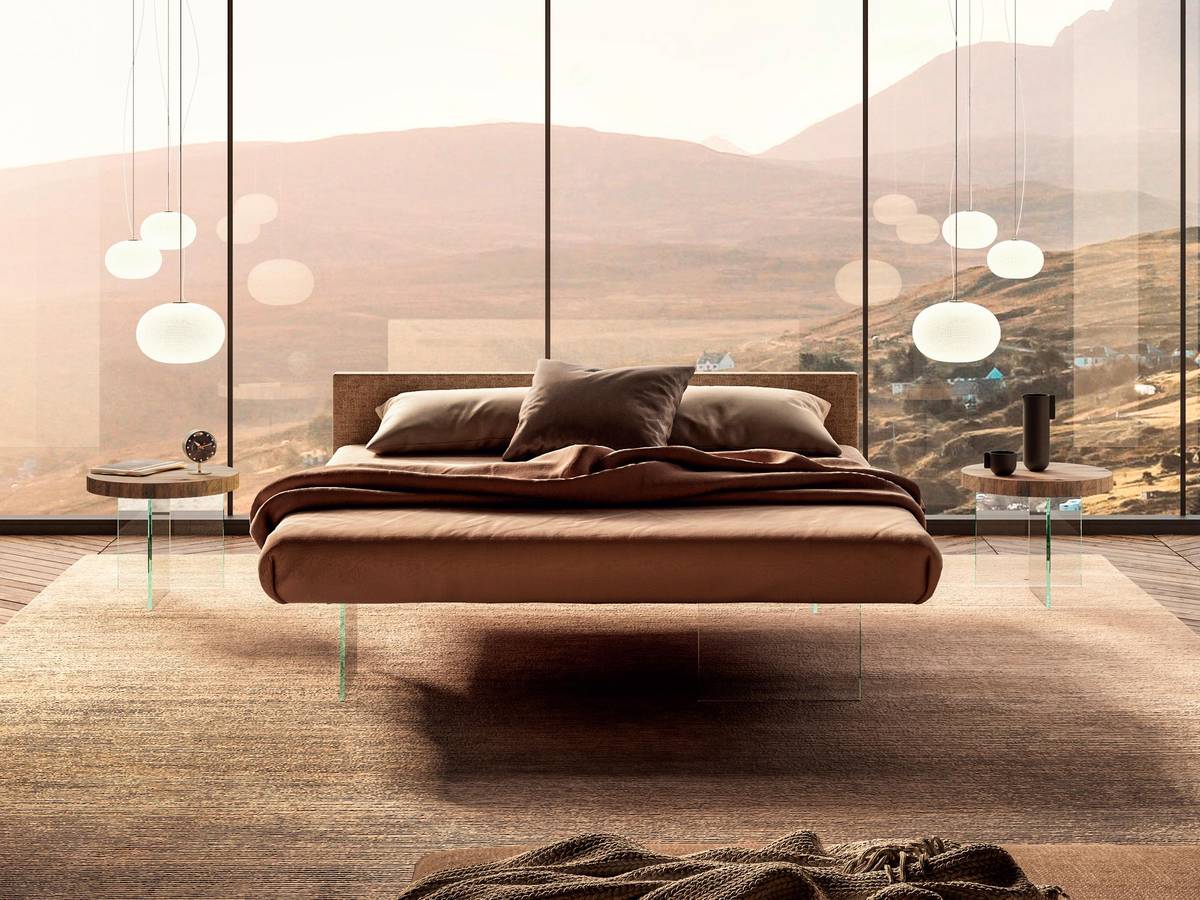 cama moderna cabecera tejido | Cama Air | LAGO
