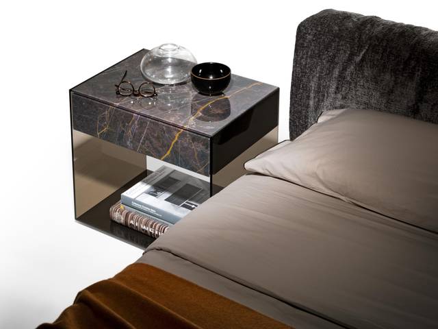 chevet design marbre foncé | Lit Steel | LAGO