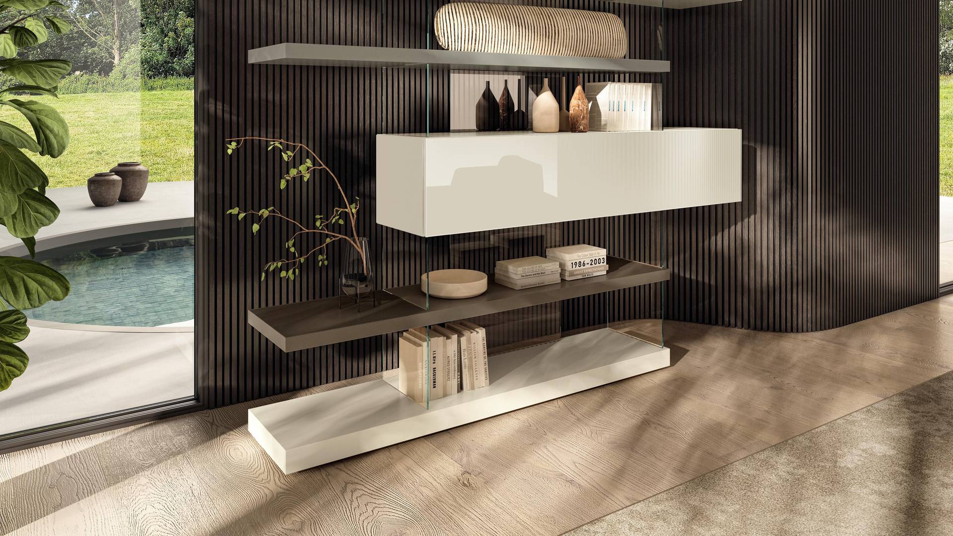 soggiorno con libreria di design | Libreria Air | LAGO soggiorno con libreria di design | Libreria Air | LAGO