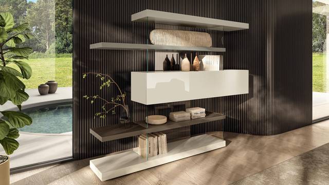 Living room with modern bookshelf | Air Bookshelf | LAGO Living room with modern bookshelf | Air Bookshelf | LAGO
