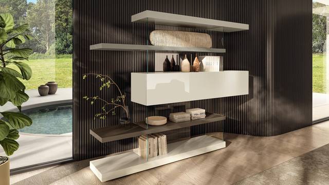 Living room with modern bookshelf | Air Bookshelf | LAGO Living room with modern bookshelf | Air Bookshelf | LAGO