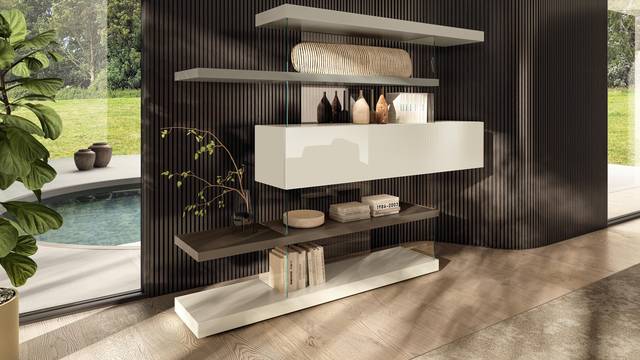soggiorno con libreria di design | Libreria Air | LAGO soggiorno con libreria di design | Libreria Air | LAGO