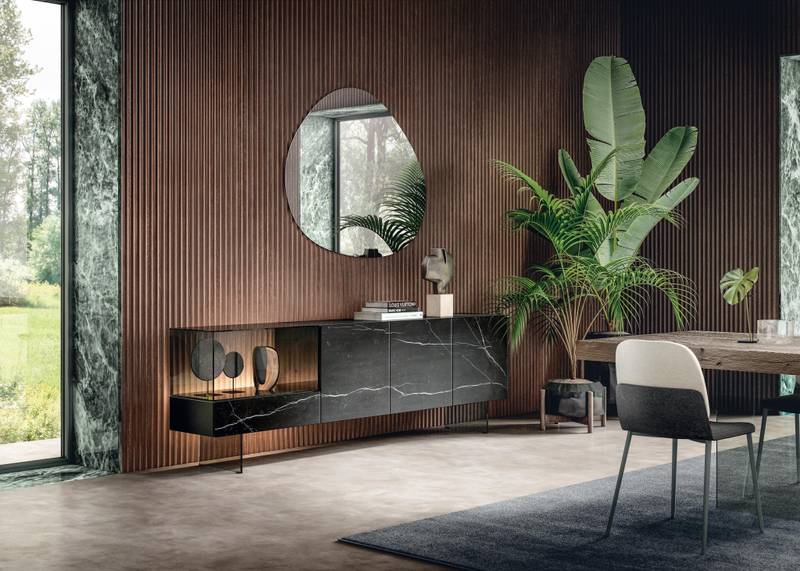 madia in vetro e marmo xglass nero| Madia 36e8 Glass | LAGO