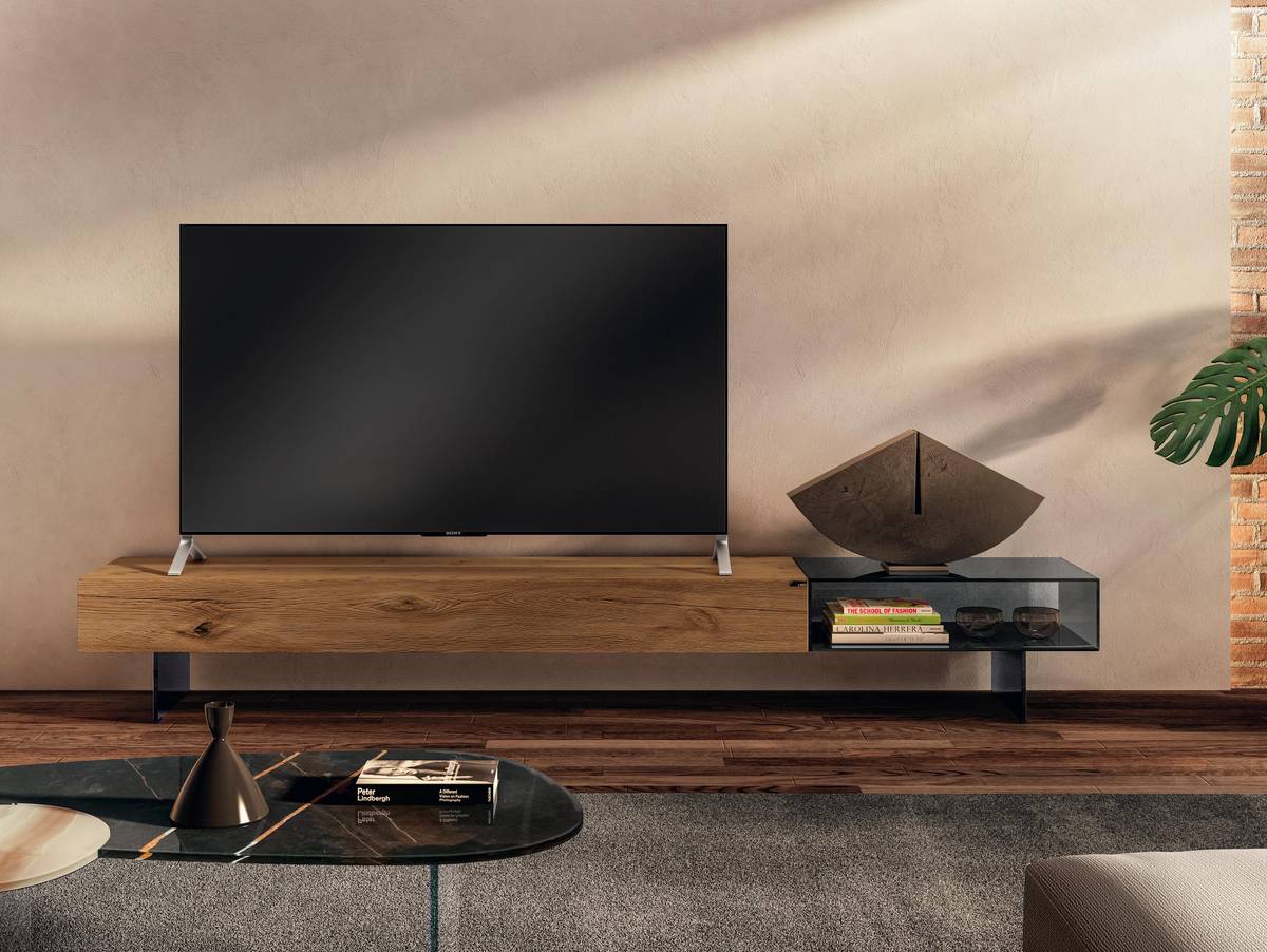 mueble tv moderno en madera y cristal | Mueble Tv 36e8 Glass | LAGO