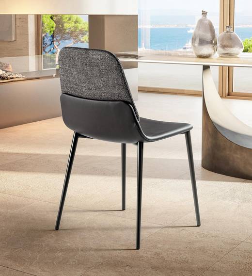 elegante silla de cuero y tela | Silla Ermes  | LAGO