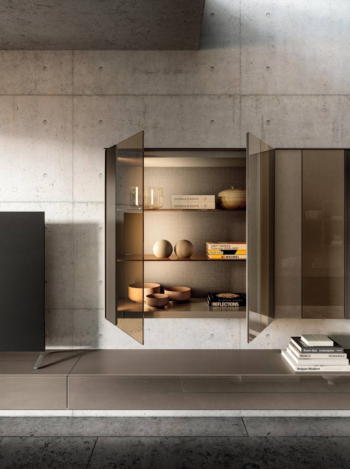 wall unit suspended with glass doors | N.O.W. Wall Unit | LAGO wall unit suspended with glass doors | N.O.W. Wall Unit | LAGO