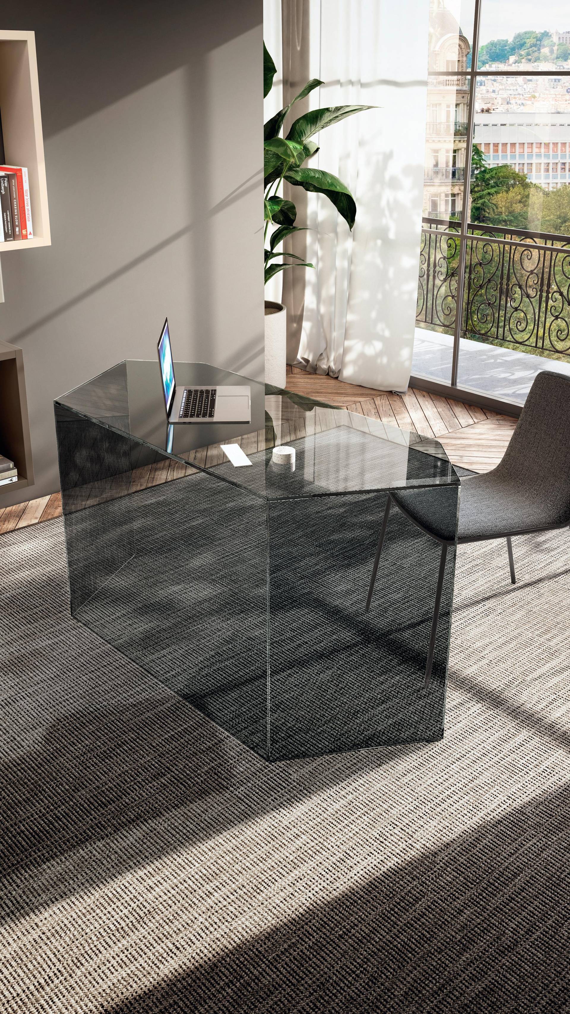 modern smoked glass desk | Livre Desk | LAGO modern smoked glass desk | Livre Desk | LAGO
