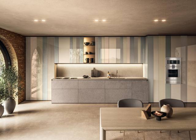 cucina lineare di design in vetro colorato | Cucina N.O.W. | LAGO