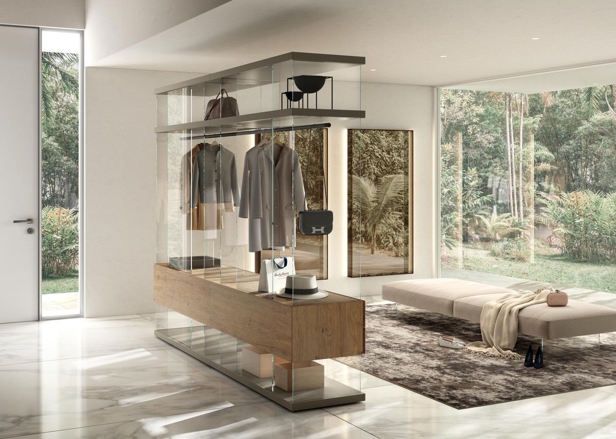 open walk-in wardrobe in the middle of the room | Air Walk-In-Closet | LAGO