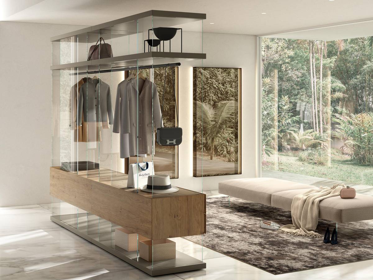 open walk-in wardrobe in the middle of the room | Air Walk-In-Closet | LAGO