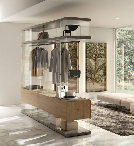 open walk-in wardrobe in the middle of the room | Air Walk-In-Closet | LAGO