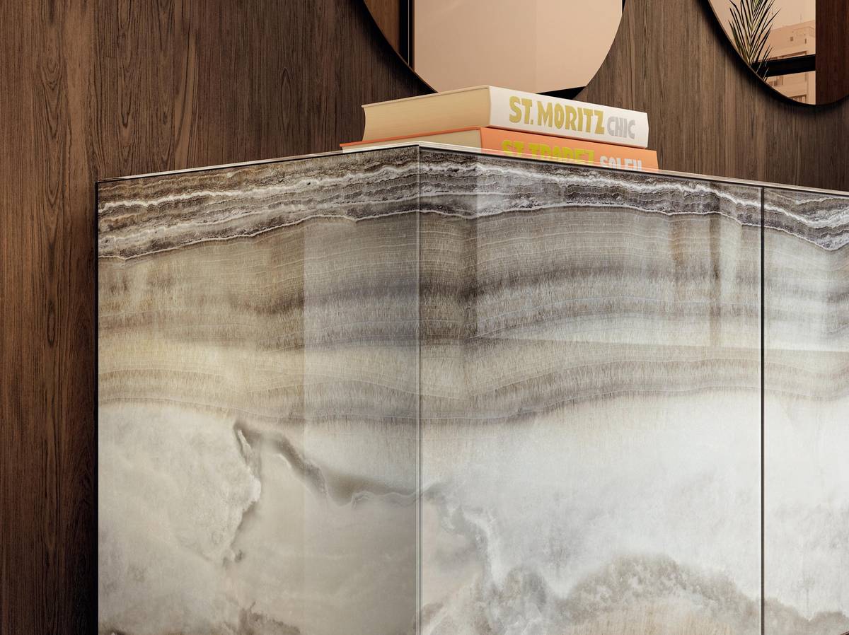 xglass grey marble living room sideboard | Materia Sideboard| LAGO