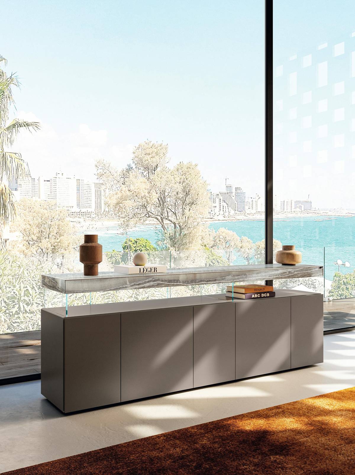 suspended sideboard with marble shelf xglass | Air Sideboard | LAGO suspended sideboard with marble shelf xglass | Air Sideboard | LAGO