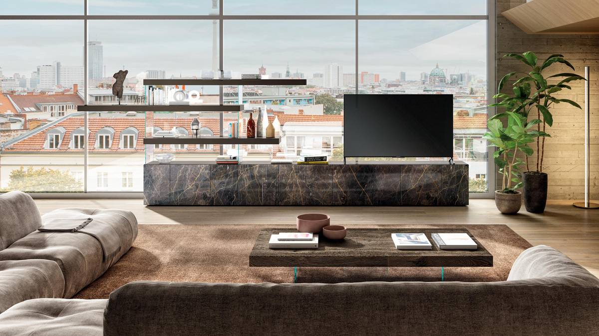 parete attrezzata freestanding con mensole sospese | Parete Attrezzata Air | LAGO parete attrezzata freestanding con mensole sospese | Parete Attrezzata Air | LAGO