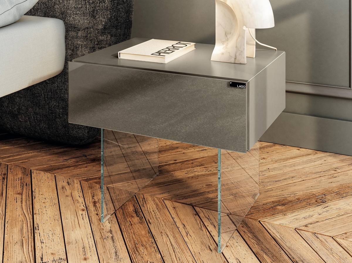 table de chevet moderne en verre gris | Table de Chevet 36e8 | LAGO table de chevet moderne en verre gris | Table de Chevet 36e8 | LAGO