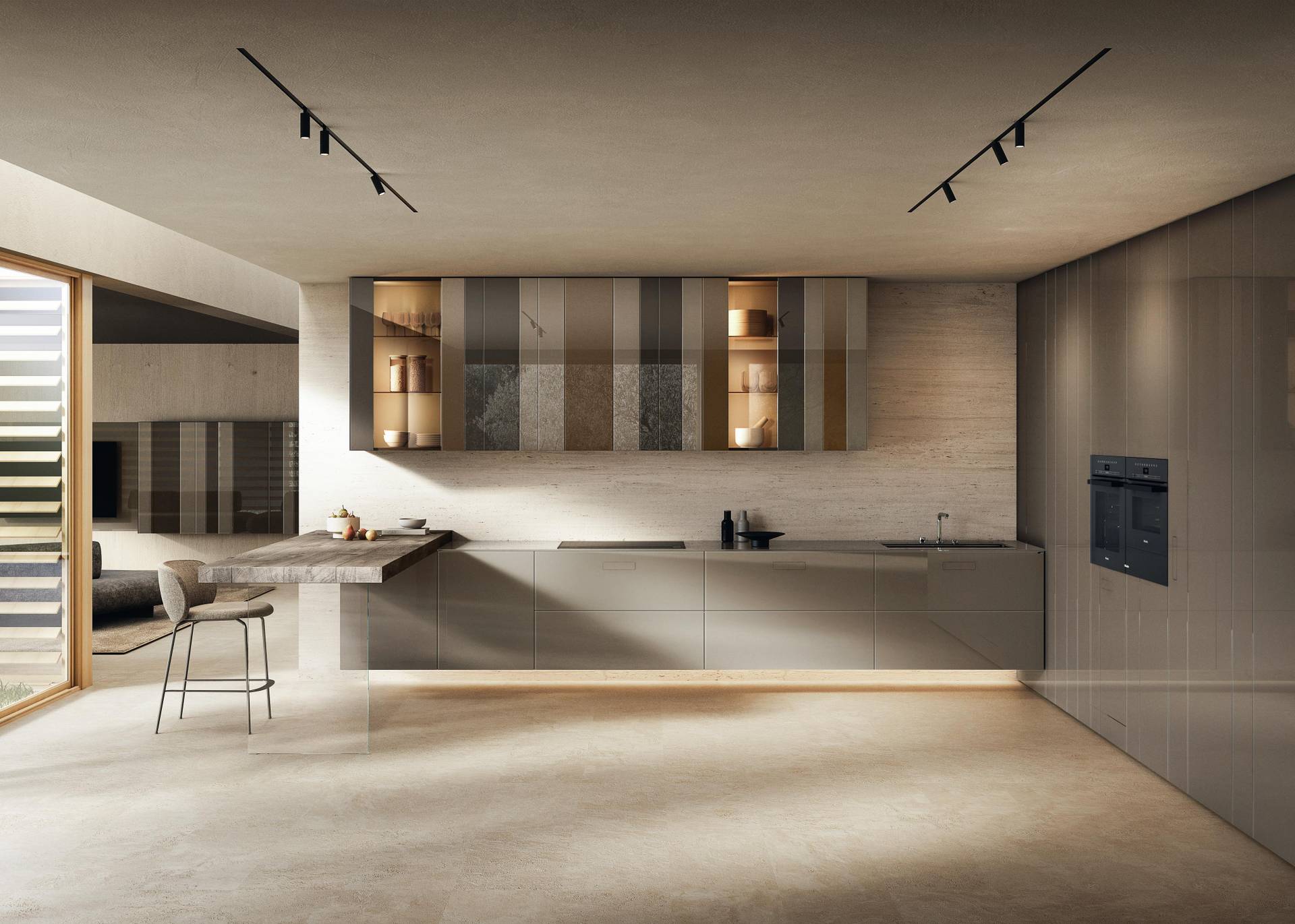 cocina suspendida con península y despensa | Cocina N.O.W. | LAGO cocina suspendida con península y despensa | Cocina N.O.W. | LAGO