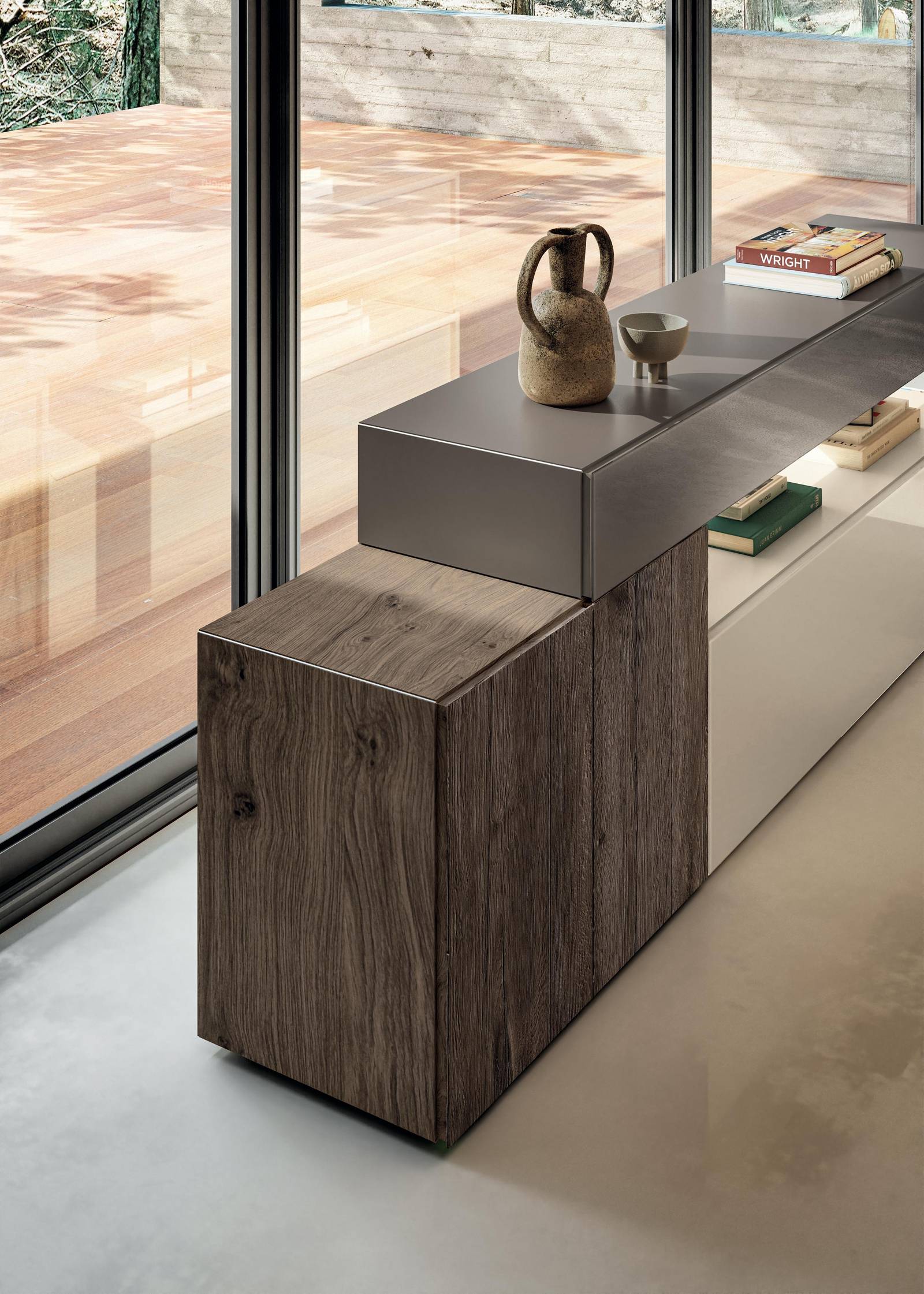 grey wood and glass modern sideboard | 36e8 Sideboard | LAGO