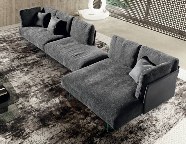 canapé sectionnel moderne gris | Canapé Air Soft Slim | LAGO